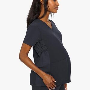 Med Couture Women's Maternity V-Neck Scrub Top in BLACK